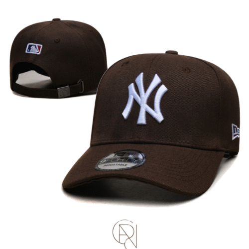 NY adjustable dark brown & white cap