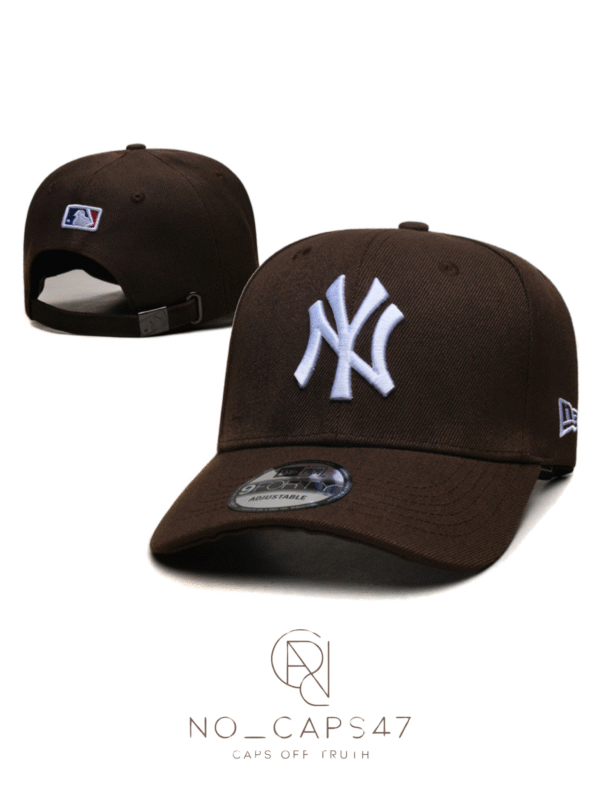 NY adjustable dark brown & white cap