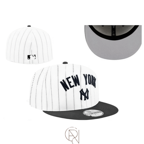 NY black & white strips hat