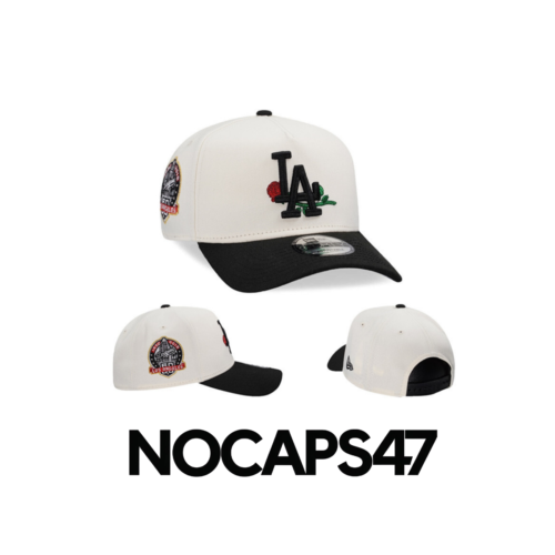 Los Angeles Dodgers Adjustable ROSE Cream & Black Cap